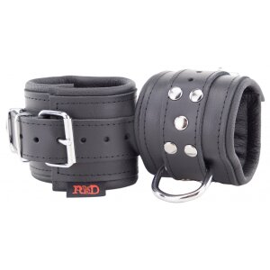 Padded Leather Wrist Cuffs Black