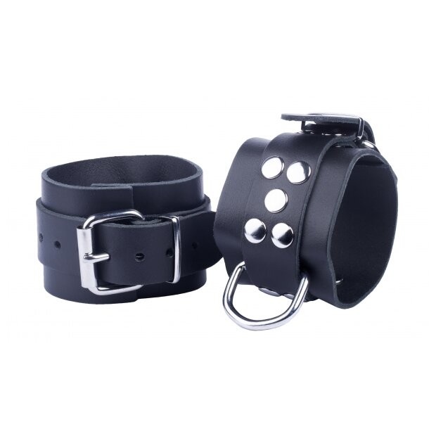Ultra Black Leather Handcuffs