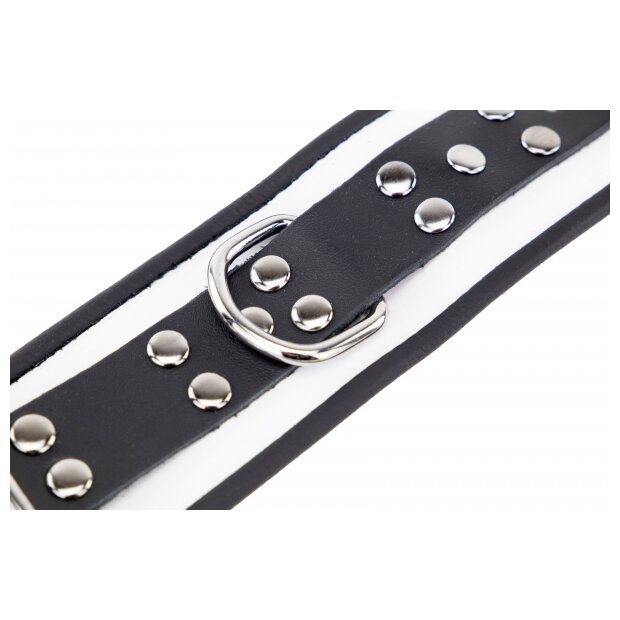 White-Black Leather Handcuffs