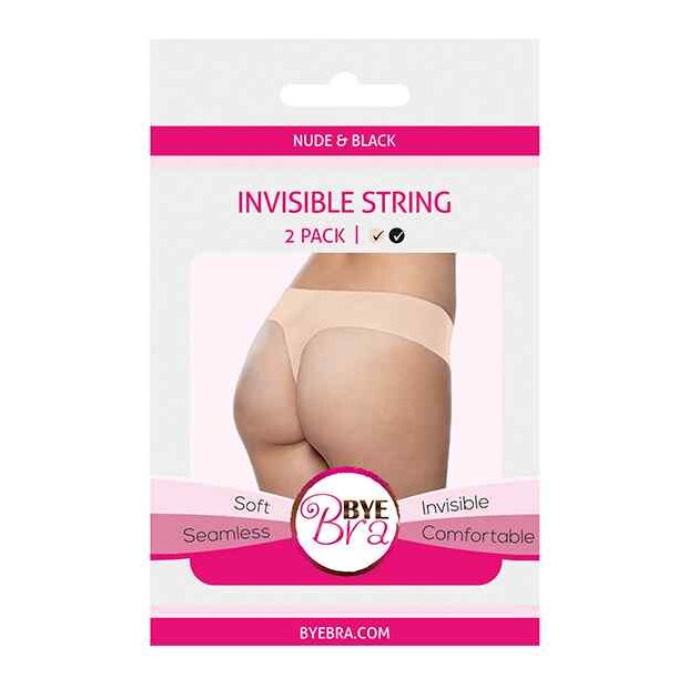 Bye Bra Invisible Thong (Natur & Black 2-Pack) S - XL