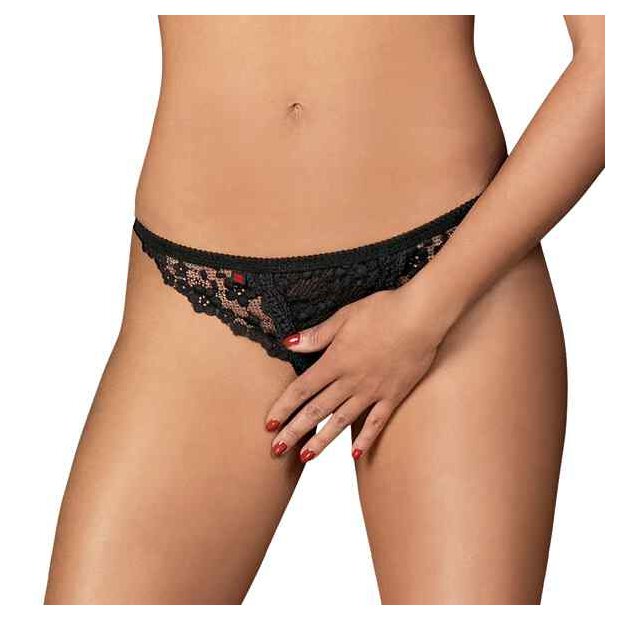 Obsessive Letica Crotchless Thong Black S - XL