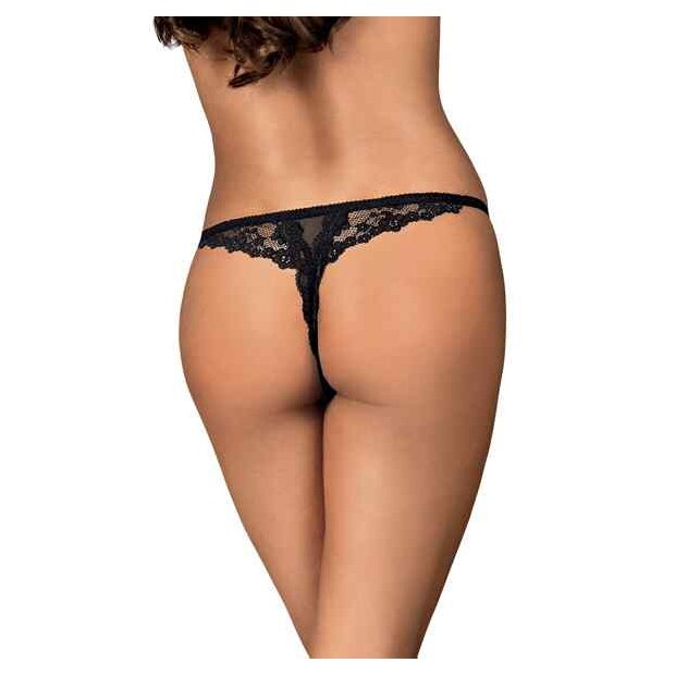 Obsessive Letica Crotchless Thong Black S - XL