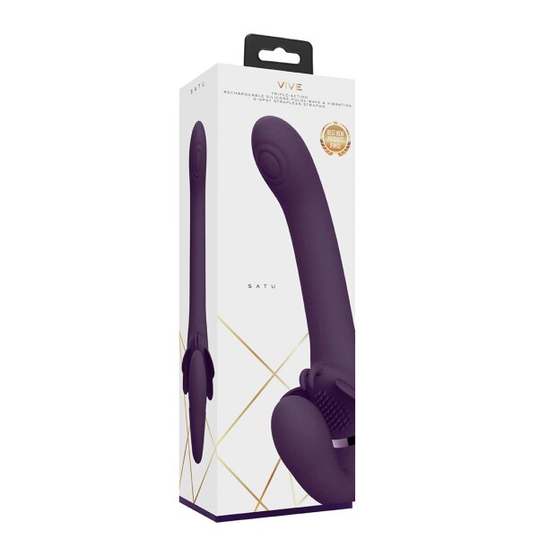 Satu - Pulse-Wave & Vibrating Strapless Strap-On - Purple