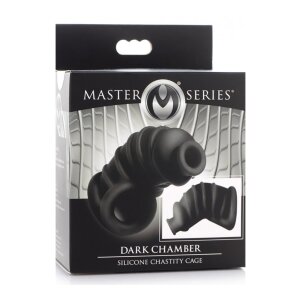 Master Series Dark Chamber Silicone Chastity Cage - Black
