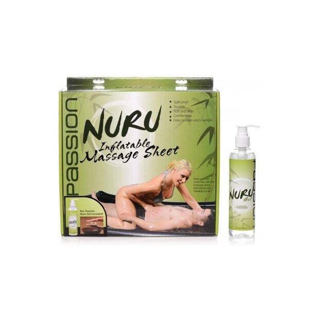Passion Nuru Inflatable Massage Sheet Gel Kit Massage Schwarz
