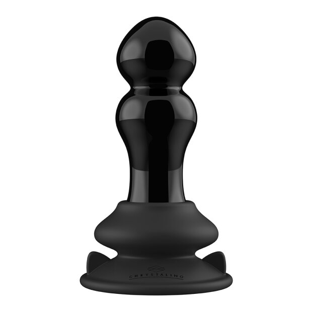 Rimly - Glass Vibrator - With Suction Cup and Remote - Rechargeable - 10 Speed - Black