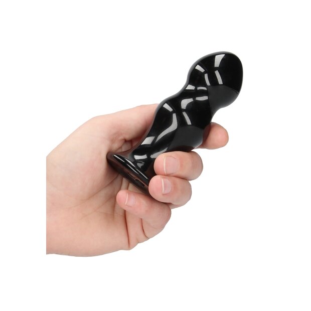 Rimly - Glass Vibrator - With Suction Cup and Remote - Rechargeable - 10 Speed - Black
