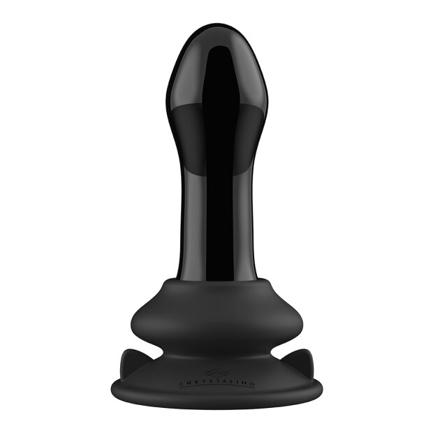 Pluggy - Glass Vibrator - With Suction Cup and Remote - Rechargeable - 10 Speed - Black