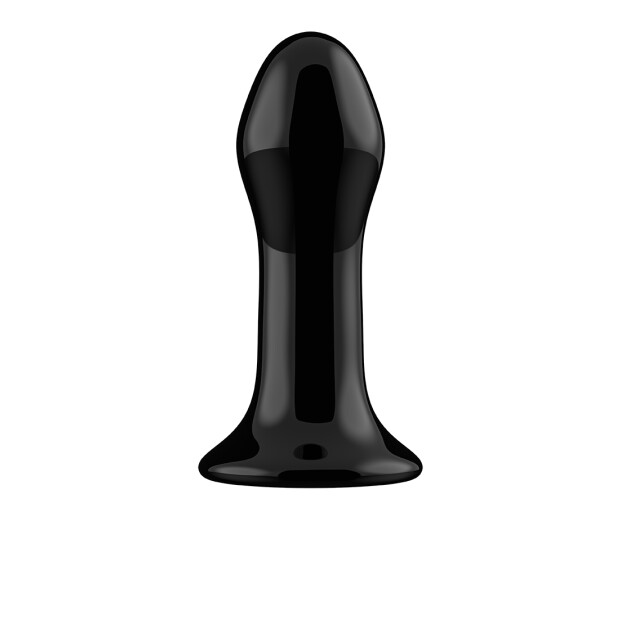 Pluggy - Glass Vibrator - With Suction Cup and Remote - Rechargeable - 10 Speed - Black