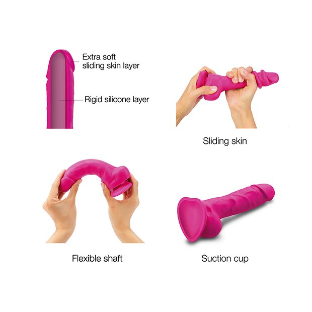 Strap-On-Me Sliding Skin Realistic Dildo Fuchsia M 13,4cm