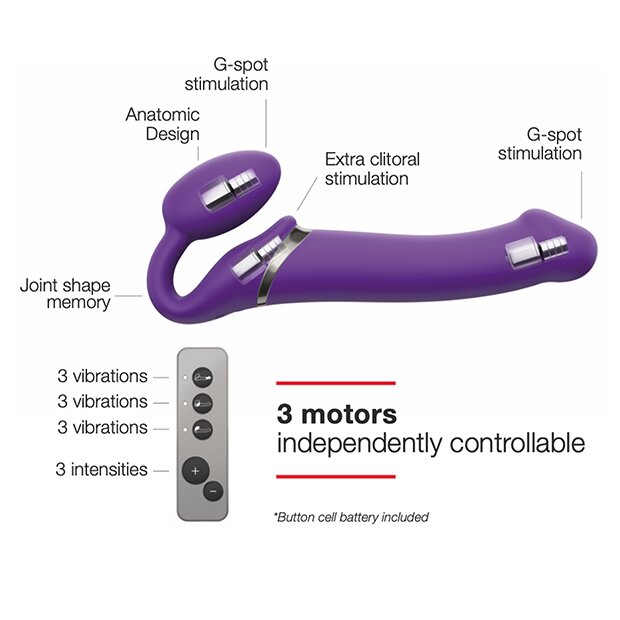 Strap-On-Me Vibrating Bendable Strap-On Large Strapless Lila