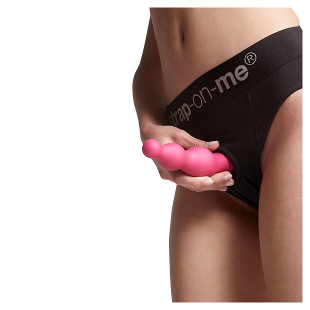 Strap-On-Me Dildo Plug Beads Metallic Raspberry Pink L