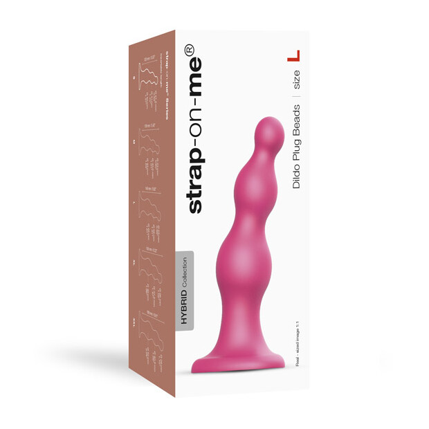 Strap-On-Me Dildo Plug Beads Metallic Raspberry Pink L