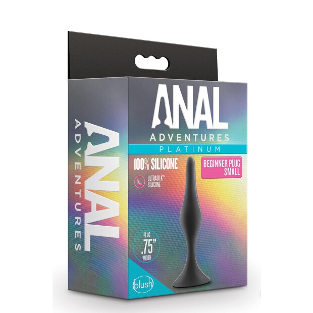 Anal Adventures Platinum Silicone Beginner Plug Small Black - 1,9 cm