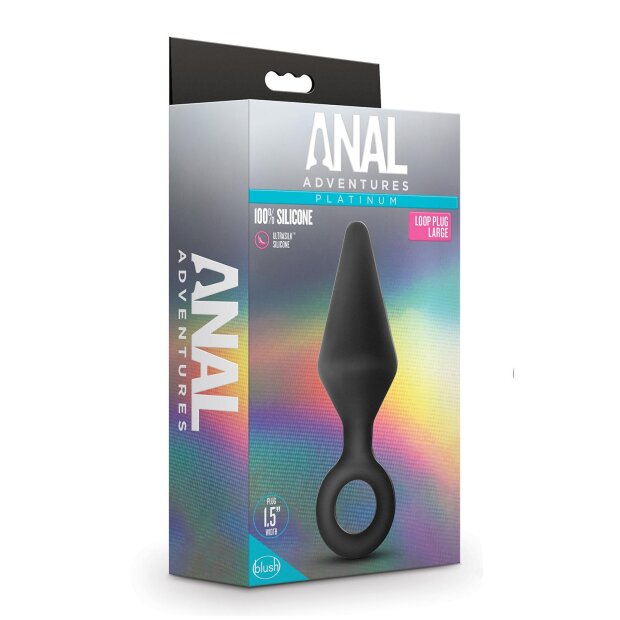 Blush Anal Adventures Platinum Silicone Loop Plug Large Analplug Schwarz ⌀ 3,8 cm