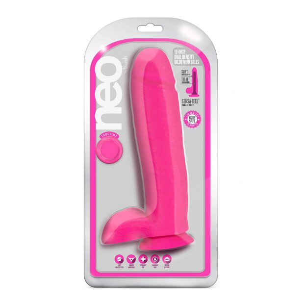 Neo 10 Inch Dual Density Dildo Neon Pink - 26,6 cm