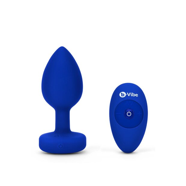 B-Vibe Vibrating Jewel Plug L-XL Analplug Blau ⌀ 4,5 cm