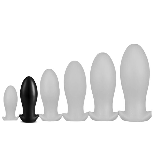 Dragon Egg Soft Silicone Butt Plug Black  M 12 x 5.5 cm
