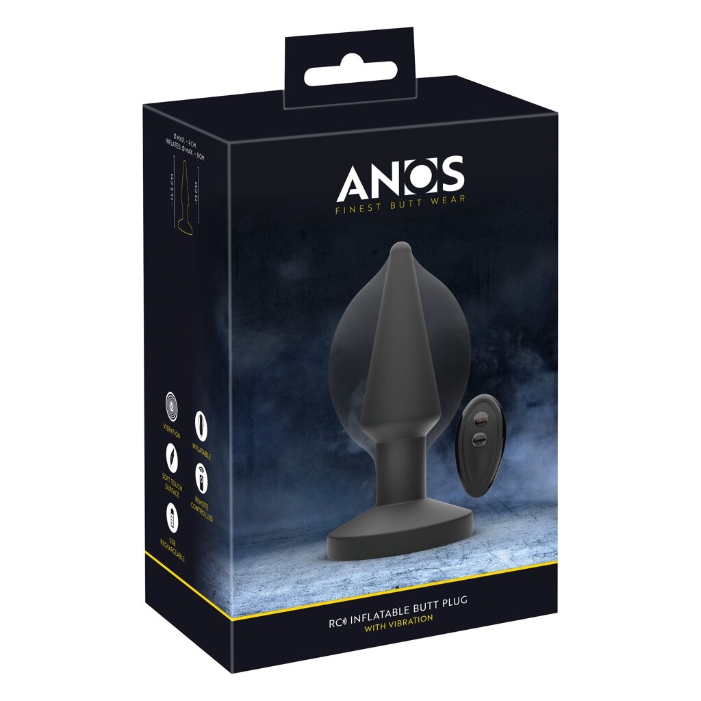 ANOS RC Inflatable Butt Plug Analplug mit Vibration Schwarz  6,2 cm, 45,80