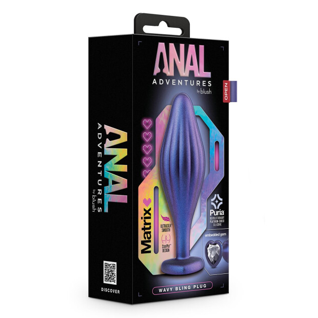 Blush Anal Adventures Matrix Wavy Bling Plug Sapphire Analplug Lila ⌀ 3,8 cm