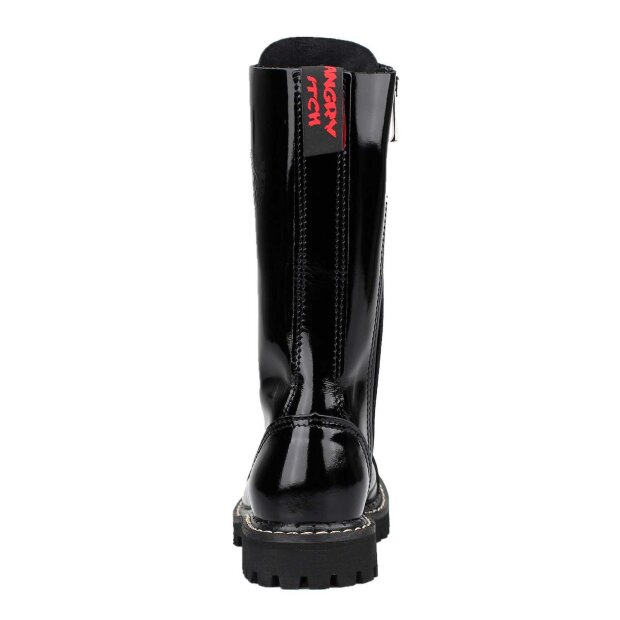 Angry Itch 14-Loch Lackleder Stiefel Schwarz Größe 36 - 48