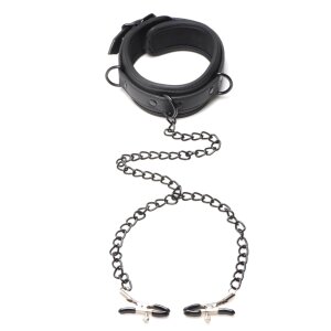 Collared Temptress Collar with Nipple Clamps