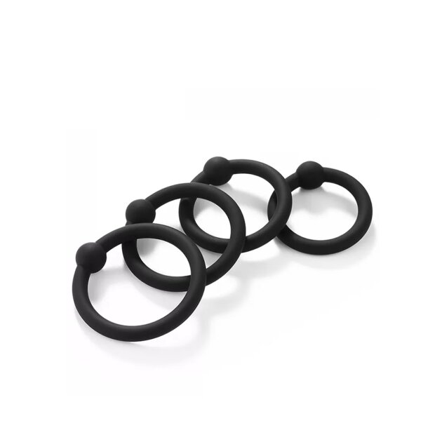Kiotos Silicone Penis Glans Ring Set Penisring Schwarz ⌀ 24/28/30/33 mm