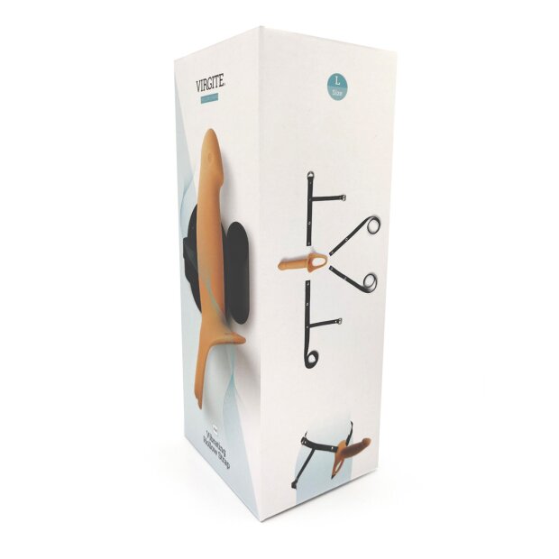 Virgite Hollow Strap Vibrating Strap-On Beige 16,6 cm ⌀ 4,6 cm L