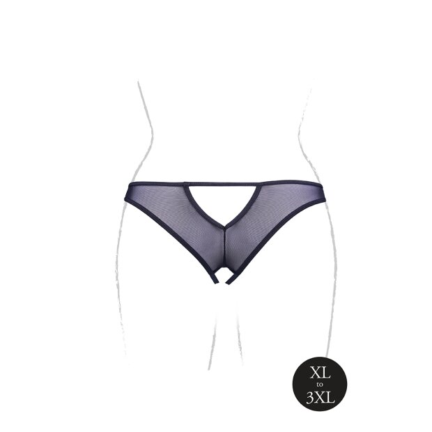 Milou Elastic Mash Brief with Open Crotch Black Queensize