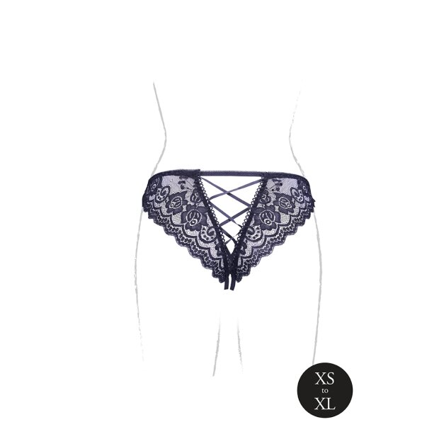 Zoé Elastic Lace Brief with Back Lacing Black Onesize