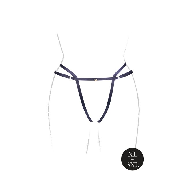 Sophia Brief with Open Crotch and Buttock , Adjustable Slider and Golden Details Black OSX