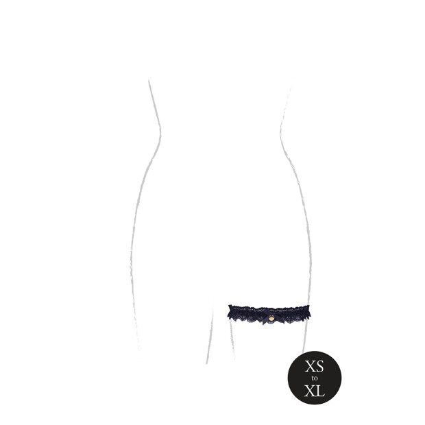 Noel Elastic Lace Garter with Golden Details Black Onesize