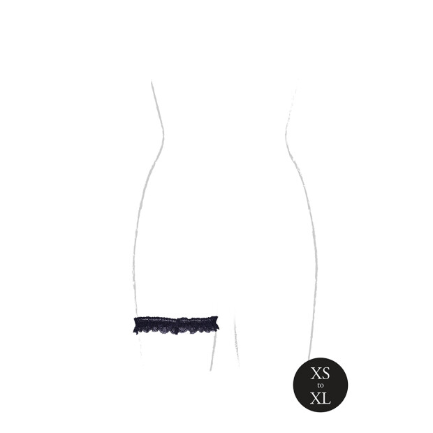 Noel Elastic Lace Garter with Golden Details Black Onesize