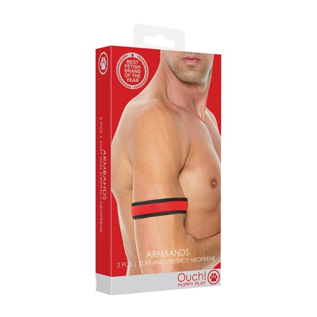 Shots Ouch! neoprene wristbands red