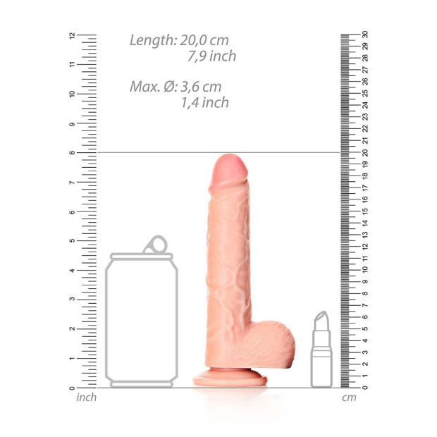RealRock Straight Realistic Dildo with Balls Beige 18 cm