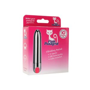 Pink Pussycat Vibrating Silver Bullet Mini Vibrator...