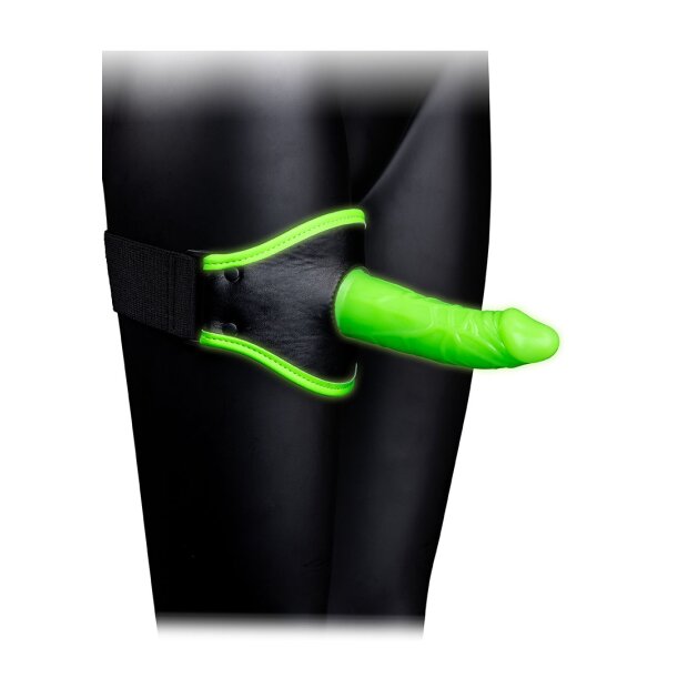 Shots - Ouch! Thigh Strap-on Glow in the Dark Strap-On Grün 14,5 cm ⌀ 3,8 cm