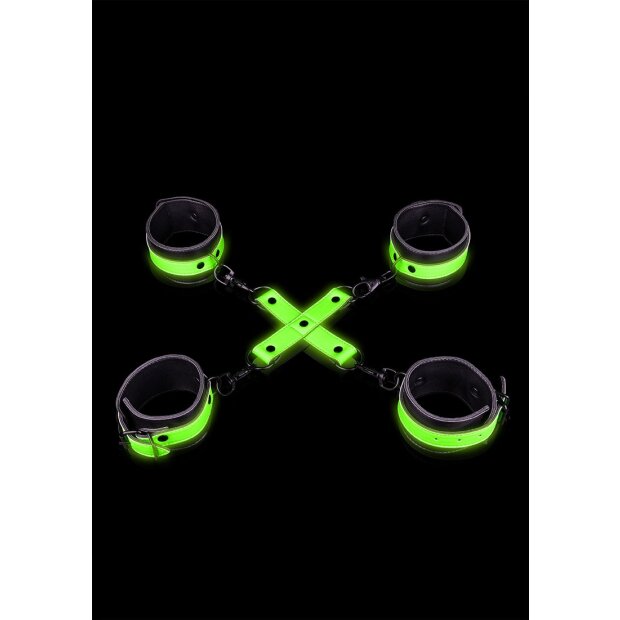 Hand & Ankle Cuffs with Hogtie - Glow in the Dark