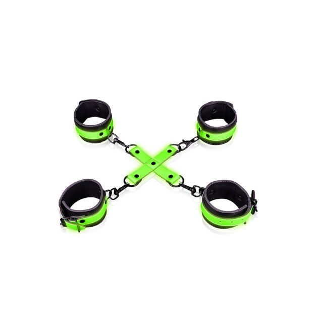 Hand & Ankle Cuffs with Hogtie - Glow in the Dark