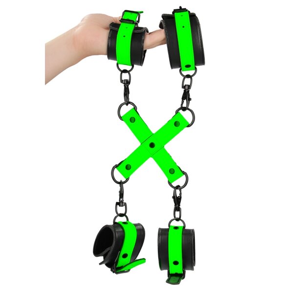 Hand & Ankle Cuffs with Hogtie - Glow in the Dark
