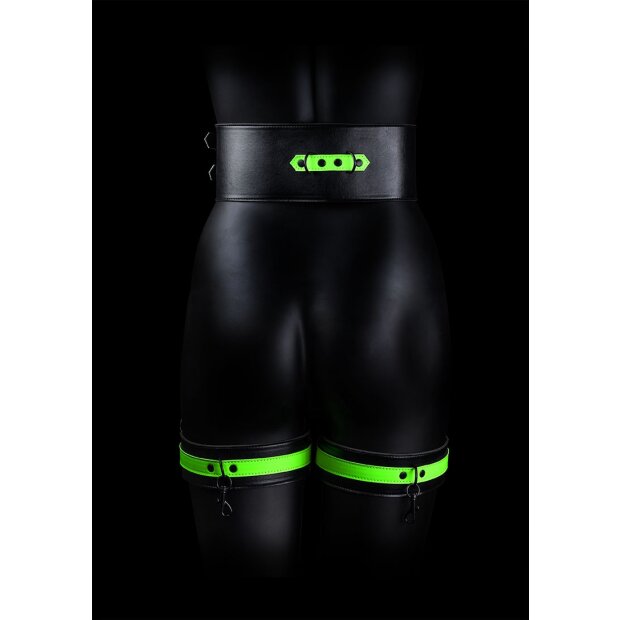 Thigh Cuffs with Belt and Handcuffs Glow in the Dark L/XL