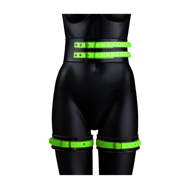 Thigh Cuffs with Belt and Handcuffs Glow in the Dark S/M