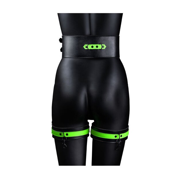 Thigh Cuffs with Belt and Handcuffs Glow in the Dark S/M