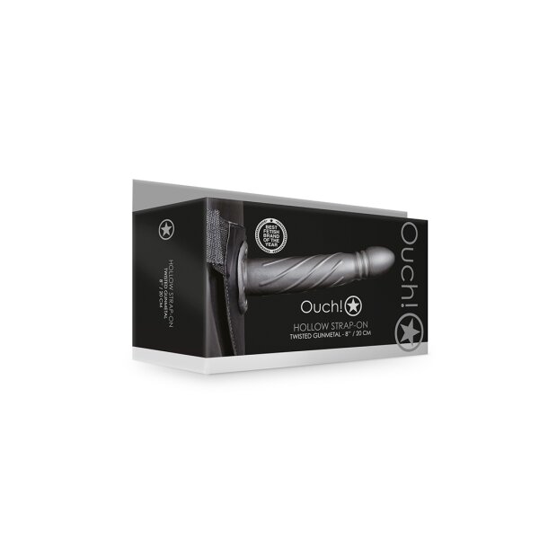 Shots Ouch ! Twisted Hollow Strap-On gris 20 cm