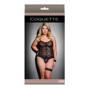 Cami Top With G-String - Black - Plus Size