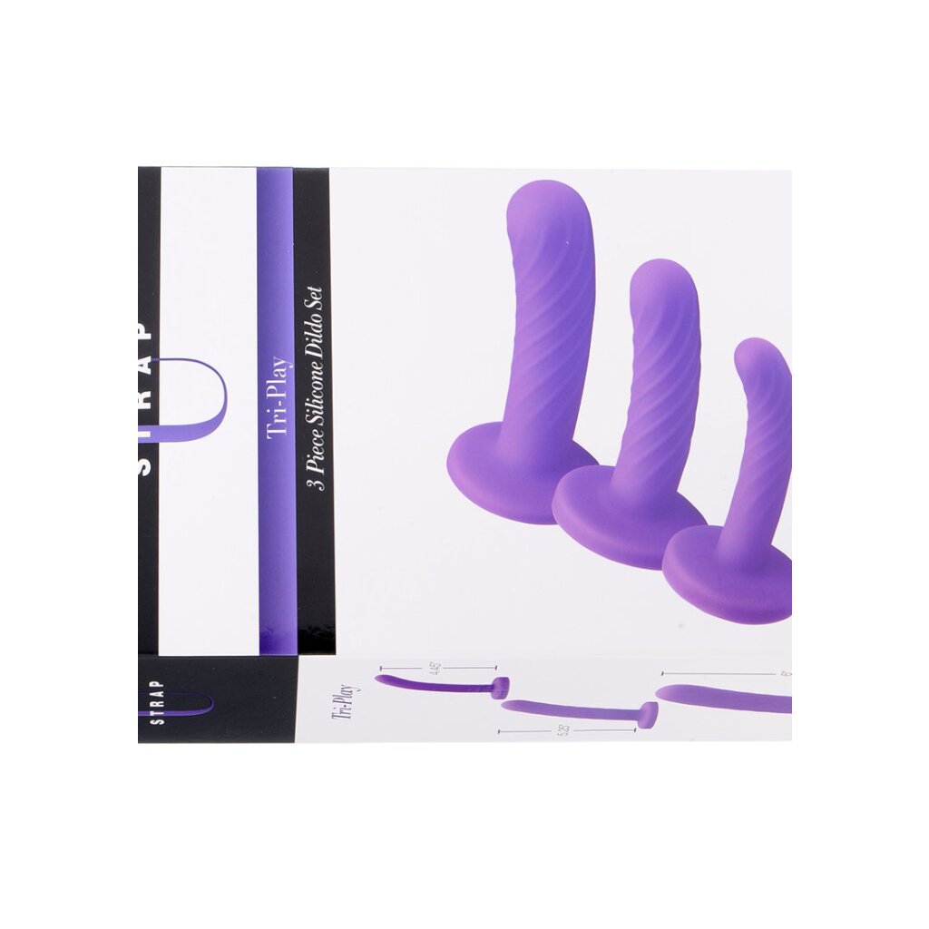 XR Brands Strap U Tri-Play Silikon Dildo Set Sextoy Set Lila 3 Teilig,  42,95