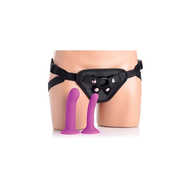 Strap U Vibrating G-Spot suction cup Dildos Set with Harness pink