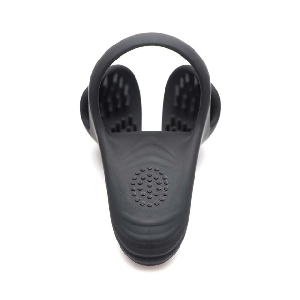 XR Brands Trinity Vibes Penis Ring mit Hoden Vibration Cockring Schwarz