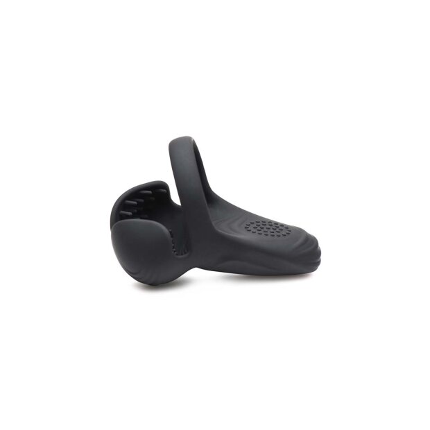 XR Brands Trinity Vibes Penis Ring mit Hoden Vibration Cockring Schwarz