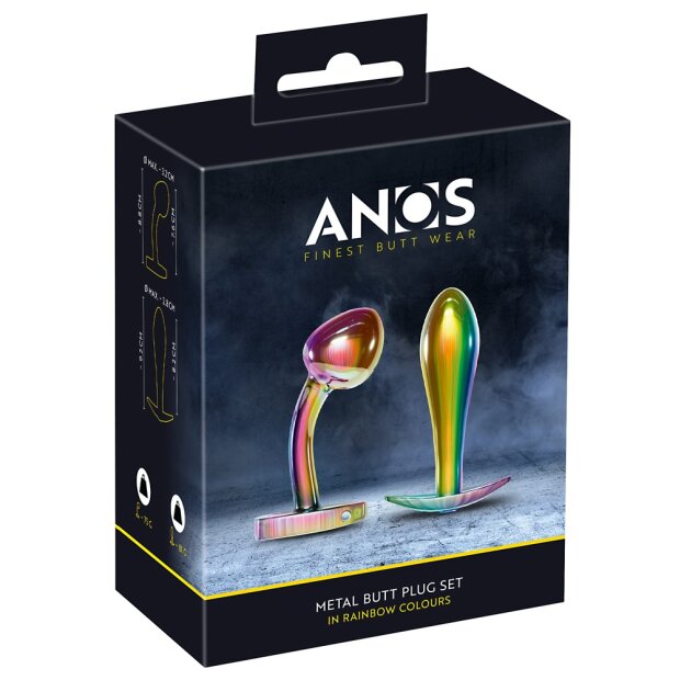 Anos Metal Butt Plug Set Rainbow